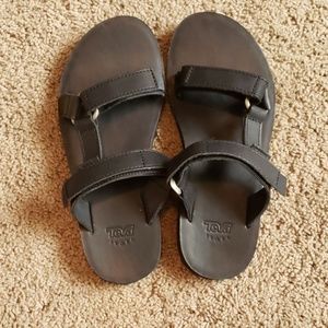 Teva Universal Slide Leather Sandals Size 7 Black